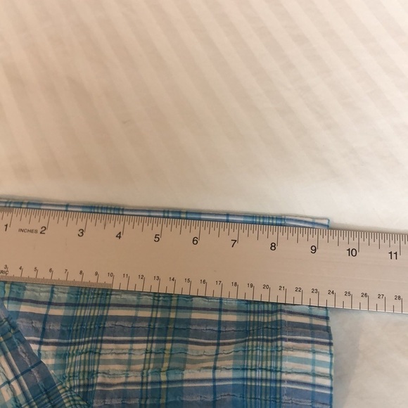 ALFRED DUNNER SZ 16 Blue Plaid Seersucker Button Down Short Sleeve  Cotton Blend - Picture 9 of 9
